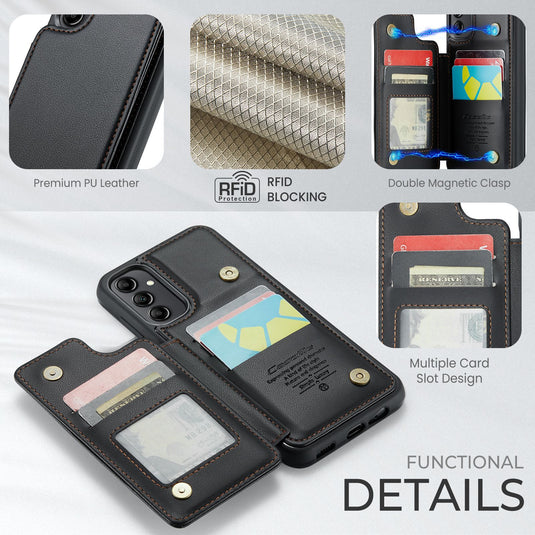 [With Card Slot] Samsung Galaxy A56 RFID Flip Premium Leather Wallet Series Case
