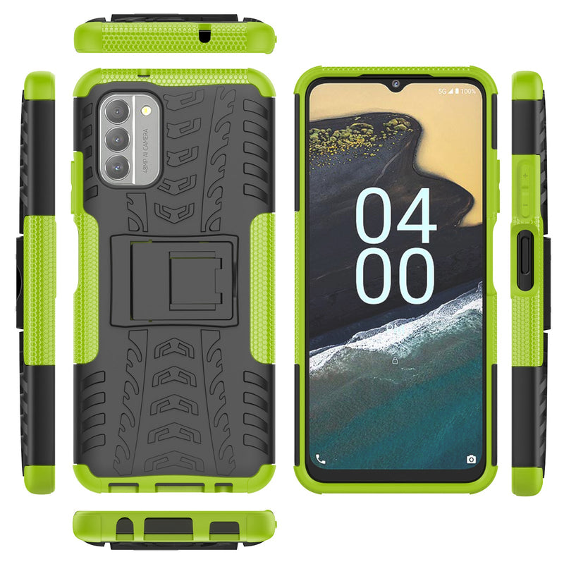 Load image into Gallery viewer, Nokia G300 - Shield With Kickstand Hard PC Back Cover Soft TPU Dual Layer Protection Case With 2PC 9H Tempered Glass Screen Protector
