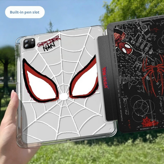 Apple iPad Air 11-inch M2/M3/M4 (2024/2025/2026) Spider-Man Web Y-Fold 360° Rotating Stand Shockproof Flip Cover Case