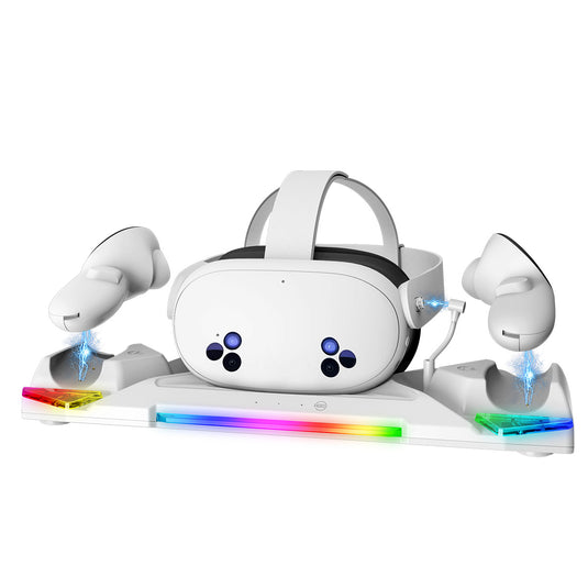 Meta Quest 3/Quest 3S/Quest 2 - IPEGA VR Headset & Controllers Charging Dock with RGB Contact Points - i-Station Mobile Phone & Electronic Device Repair and Accessories