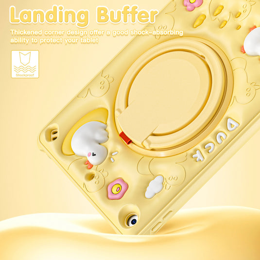 Apple iPad Air 4/5 10.9'' 4/5th Gen & Pro 11-inch 1st/2nd/3rd/4th Gen 3D Cartoon Silicone Rugged 360°Rotating Hand Strap Stand Case