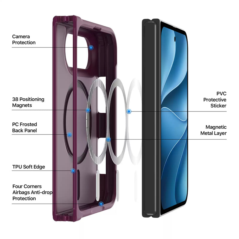 Load image into Gallery viewer, [MagSafe Compatible] Apple iPhone Ultra Fold - Frosted Clear Magnetic Shockproof Full-Coverage Protective Case
