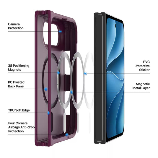 [MagSafe Compatible] Apple iPhone Ultra Fold - Frosted Clear Magnetic Shockproof Full-Coverage Protective Case