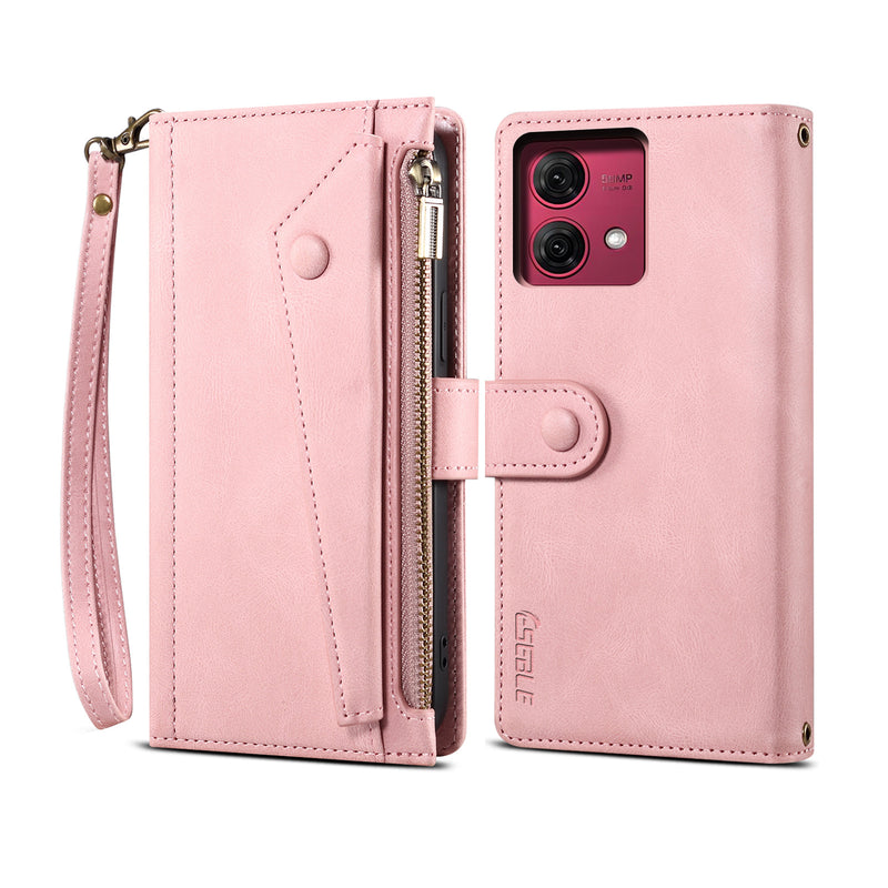 Load image into Gallery viewer, [With Lanyard][With Card Slot] Motorola Moto Edge 20 Lite Leather Zipper Shockproof Wallet Series Case
