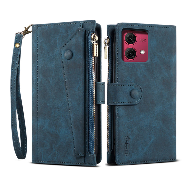 Load image into Gallery viewer, [With Lanyard][With Card Slot] Motorola Moto Edge 20 Lite Leather Zipper Shockproof Wallet Series Case
