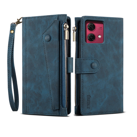 [With Lanyard][With Card Slot] Motorola Moto Edge 20 Lite Leather Zipper Shockproof Wallet Series Case