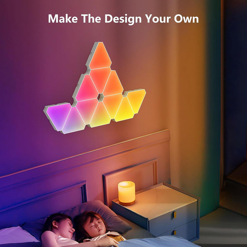 Load image into Gallery viewer, Triangle LED Lights for Gaming Setup, RGBIC Triangle Wall Lights for Bedroom, Smart Home Light Panels Works with Alexa Google Assistant, APP/Voice Controlled, Music Sync Gaming Room 10 Pack
