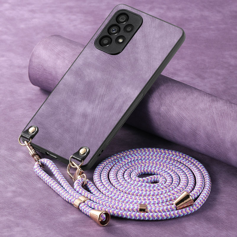 Load image into Gallery viewer, [With Long Lanyard] Samsung Galaxy A56 - Vegan Leather Shockproof Phone Case
