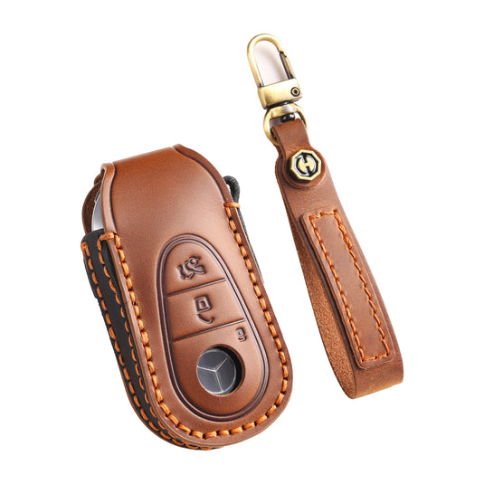 Mercedes Benz Handcrafted Genuine Leather Car Key Fob Protective Case Cover For Benz S-Class - i-Station Mobile Phone & Electronic Device Repair and Accessories