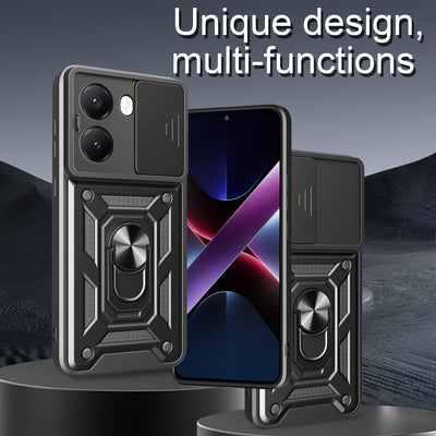 [With Slide Lens Cover] Xiaomi Redmi Turbo 4 Ring Bracket Shockproof Heavy Duty Series Case - i-Station Mobile Phone & Electronic Device Repair and Accessories