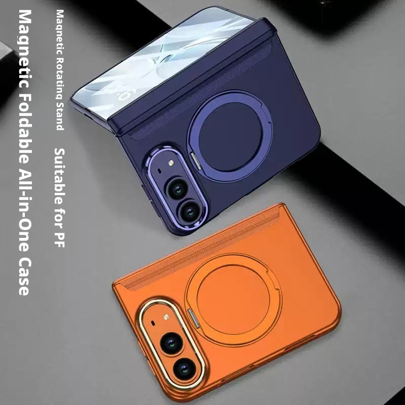 Load image into Gallery viewer, [MagSafe Compatible] Apple iPhone Fold/Ultra New-Style Soft-Touch Full-Coverage Protective Case with Magnetic Hinge &amp; Rotating Stand
