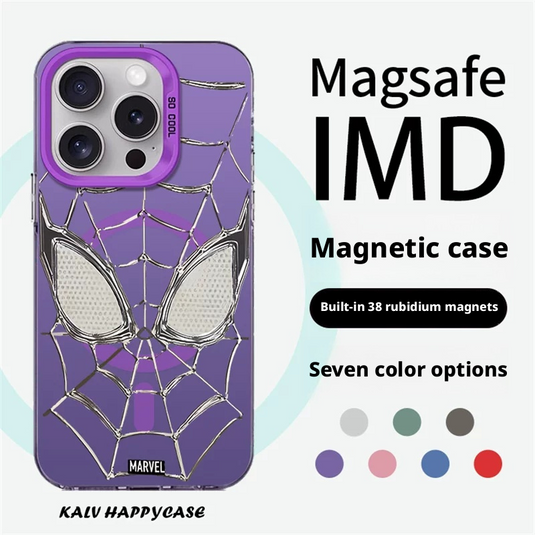 [MagSafe Compatible] Spider-Man Series iPhone 17 Case – Iridescent Silver Premium Shockproof Protective Cover
