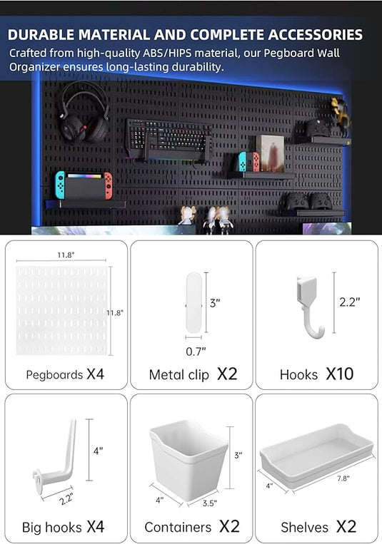 Revamp Your Space With A Versatile Pegboard Kit - Effortlessly Organize Home, Office, And Gaming Setup With Customizable Hanging Solutions