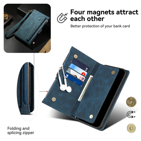 [With Lanyard][With Card Slot] Motorola Moto Edge 20 Lite Leather Zipper Shockproof Wallet Series Case