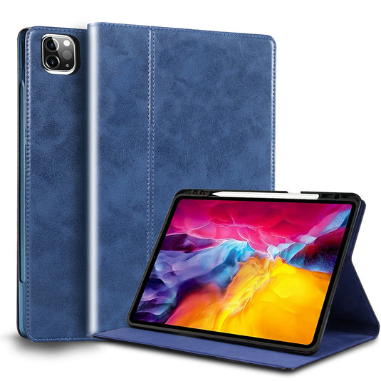 [With Pen Slot] Apple iPad Air 11-inch M2/M3/M4 (2024/2025/2026) - Full Coverage Shockproof Genuine Leather Case