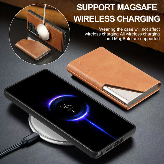 [Built-in Card Holder][Magsafe Compatible] Samsung S24/Ultra/Plus Magnetic Wireless Charging Drop-resistant Case