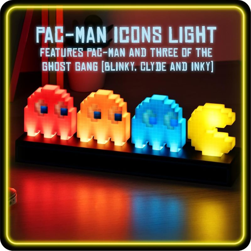 Load image into Gallery viewer, Paladone Pac Man and Ghosts Light 3D Pixel Lamp LED Game Icon Night Light Colour Phasing Music Reactive for Bedroom Gaiming Room
