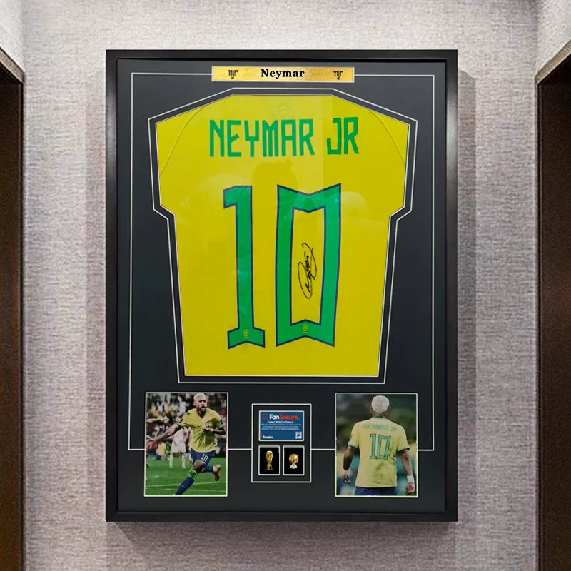 Load image into Gallery viewer, Neymar Brazil Framed Jersey Display (60×80cm) – Facsimile Signature Edition - i-Station Mobile Phone &amp; Electronic Device Repair and Accessories
