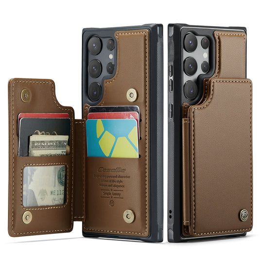 [With Card Slot] Samsung Galaxy S26/Plus/Ultra - RFID Flip Premium Leather Wallet Series Case