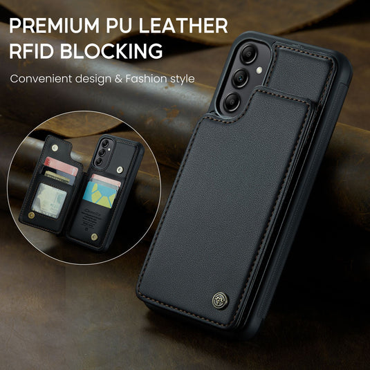 [With Card Slot] Samsung Galaxy A56 RFID Flip Premium Leather Wallet Series Case