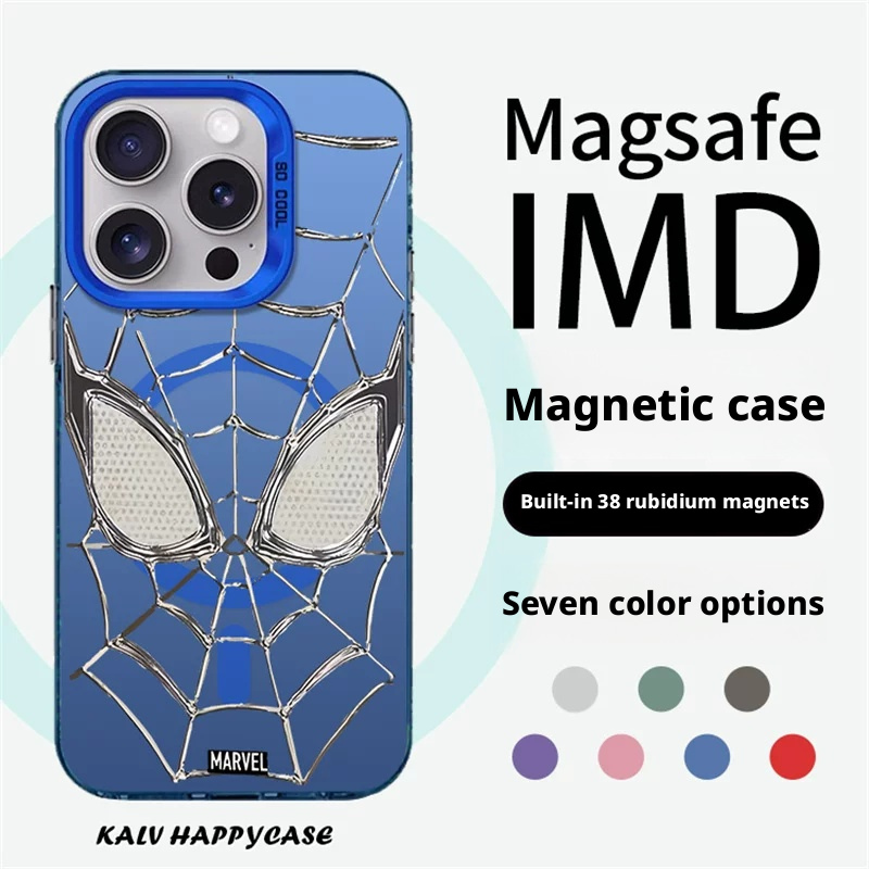 Load image into Gallery viewer, [MagSafe Compatible] Spider-Man Series iPhone 17 Case – Iridescent Silver Premium Shockproof Protective Cover
