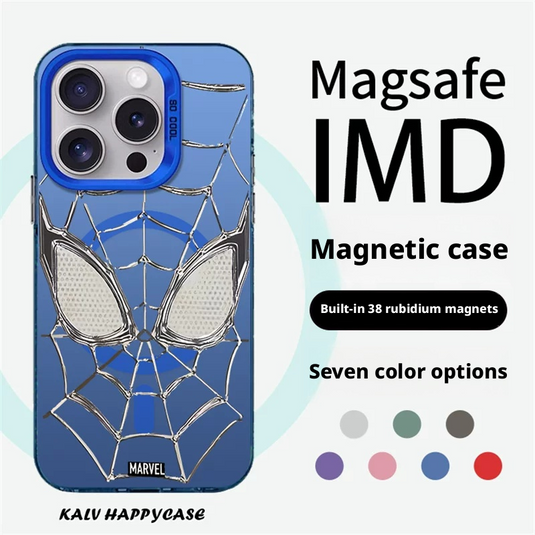 [MagSafe Compatible] Spider-Man Series iPhone 17 Case – Iridescent Silver Premium Shockproof Protective Cover