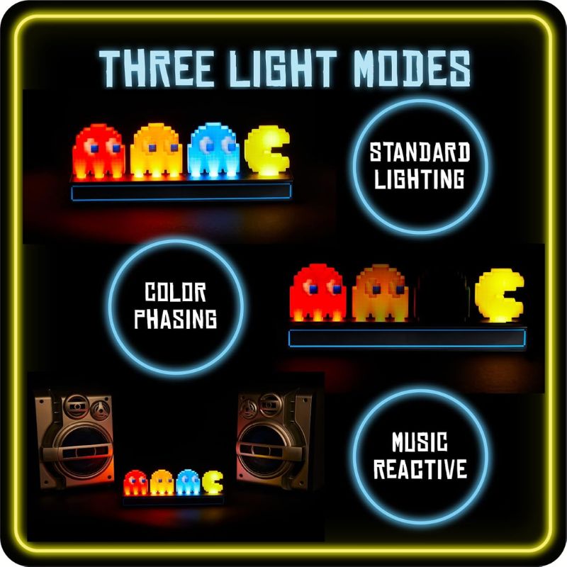 Load image into Gallery viewer, Paladone Pac Man and Ghosts Light 3D Pixel Lamp LED Game Icon Night Light Colour Phasing Music Reactive for Bedroom Gaiming Room
