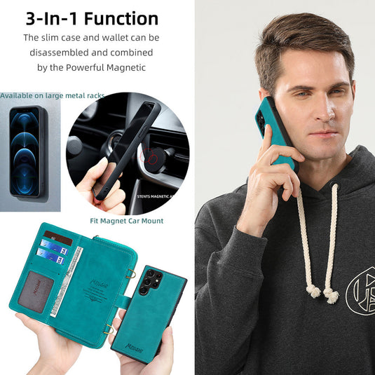 [2 in 1 Magnetic Detachable][With Card Slot] Samsung Galaxy S26/Plus/Ultra - Multi Functional Flip Leather Wallet Series Case