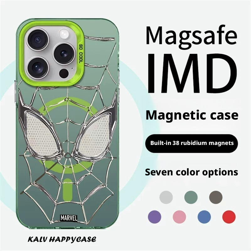 Load image into Gallery viewer, [MagSafe Compatible] Spider-Man Series iPhone 17 Case – Iridescent Silver Premium Shockproof Protective Cover
