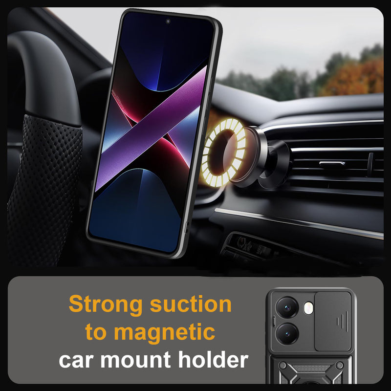 Load image into Gallery viewer, [With Slide Lens Cover] Xiaomi Redmi Turbo 4 Ring Bracket Shockproof Heavy Duty Series Case
