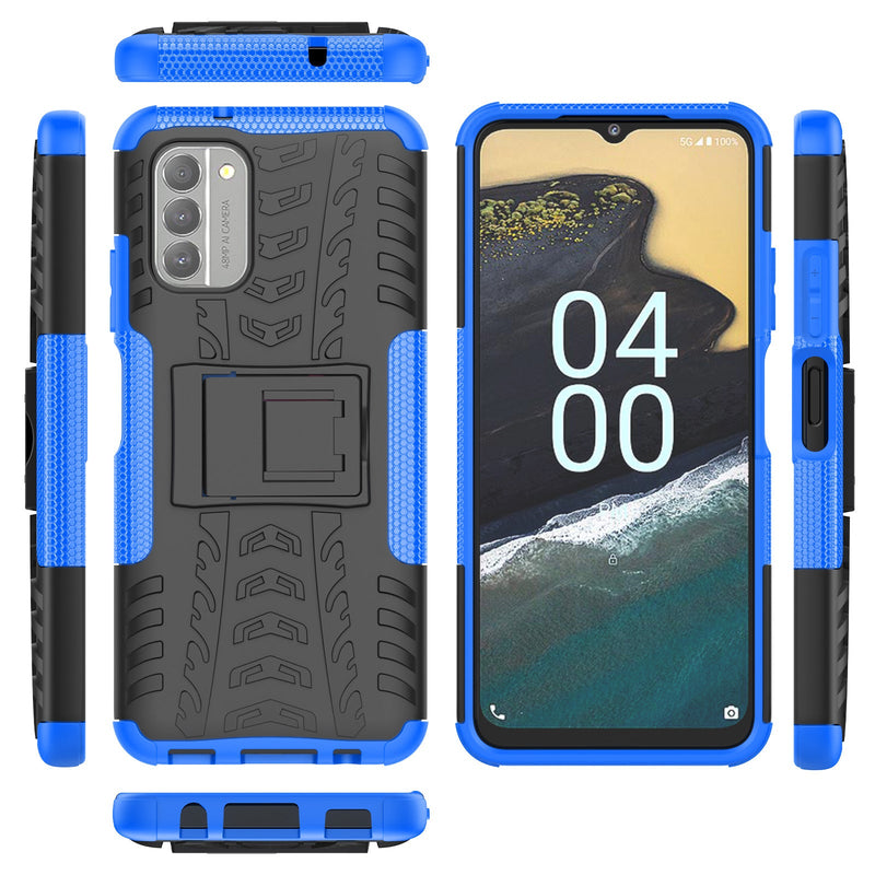 Load image into Gallery viewer, [Built-in Stand] Nokia G100 - Shield With Kickstand Hard PC Back Cover Soft TPU Dual Layer Protection Case With 2PC 9H Tempered Glass Screen Protector
