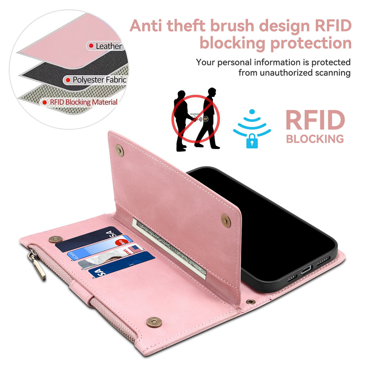 [With Lanyard][With Card Slot] Motorola Moto Edge (2021) Leather Zipper Shockproof Wallet Series Case - i-Station Mobile Phone & Electronic Device Repair and Accessories