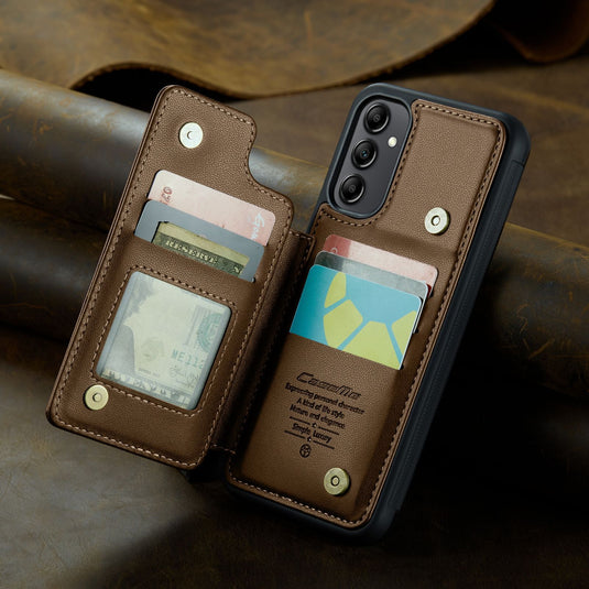 [With Card Slot] Samsung Galaxy A56 RFID Flip Premium Leather Wallet Series Case