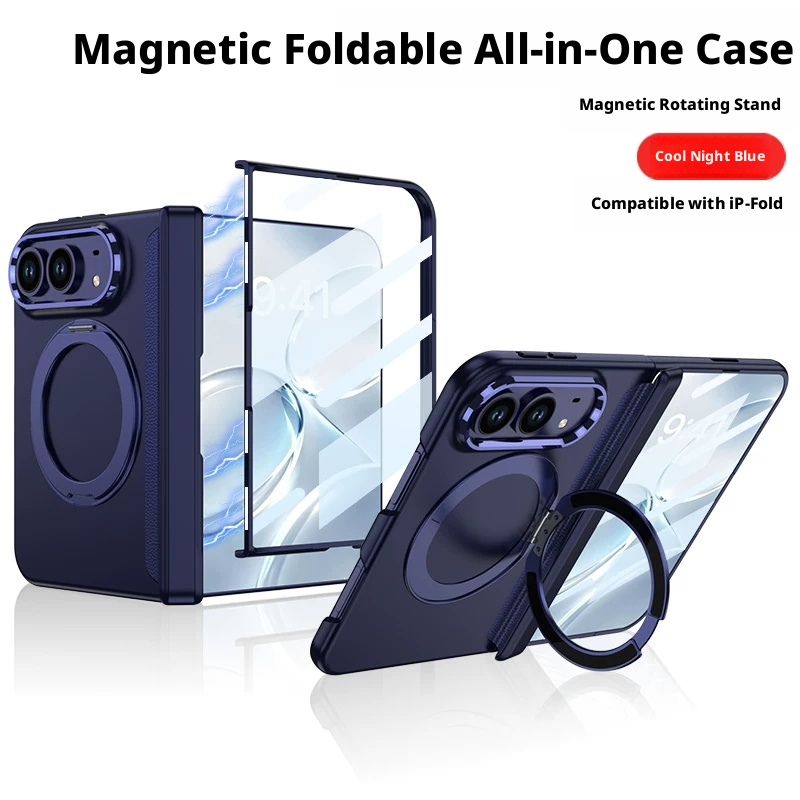 Load image into Gallery viewer, [MagSafe Compatible] Apple iPhone Fold/Ultra New-Style Soft-Touch Full-Coverage Protective Case with Magnetic Hinge &amp; Rotating Stand
