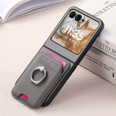 [With Magnetic Card Holder] Motorola Moto Razr 40/Ultra Anti-drop Protective Flip Stand Case - i-Station Mobile Phone & Electronic Device Repair and Accessories