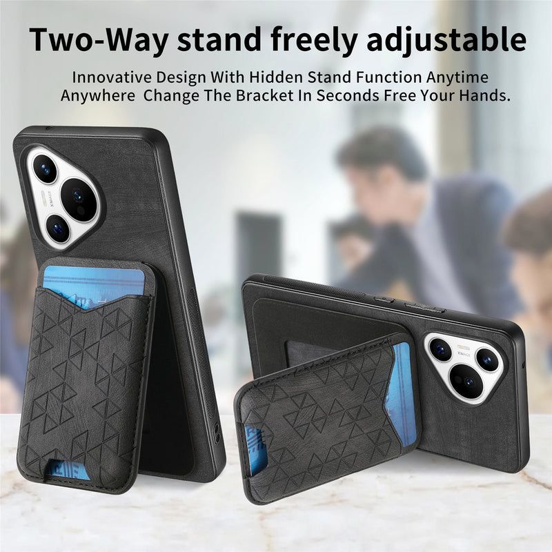 Load image into Gallery viewer, [With Pen Slot] Huawei Mate 60/Pro Minimalist Folding Bracket Protective Genuine Leather Series Case
