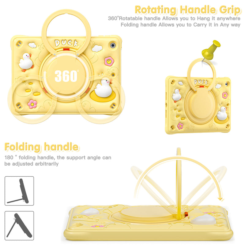 Load image into Gallery viewer, Apple iPad Air 4/5 10.9&#39;&#39; 4/5th Gen &amp; Pro 11-inch 1st/2nd/3rd/4th Gen 3D Cartoon Silicone Rugged 360°Rotating Hand Strap Stand Case
