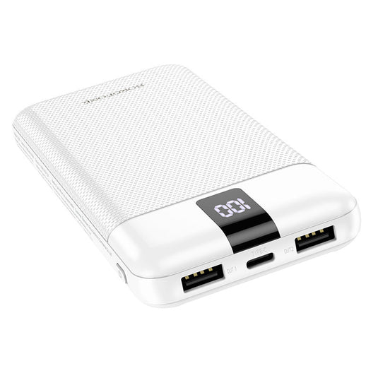 [BJ20][10000mAh] BOROFONE Fast Charging Power Bank Built-in Micro/USB-C/Lighting Cable - White - Polar Tech Australia