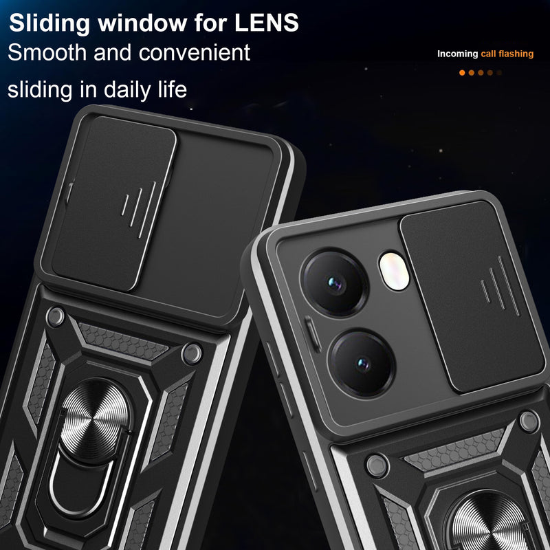 Load image into Gallery viewer, [With Slide Lens Cover] Xiaomi Redmi Turbo 4 Ring Bracket Shockproof Heavy Duty Series Case
