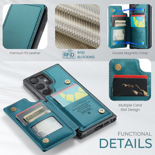 [With Card Slot] Samsung Galaxy S26/Plus/Ultra - RFID Flip Premium Leather Wallet Series Case