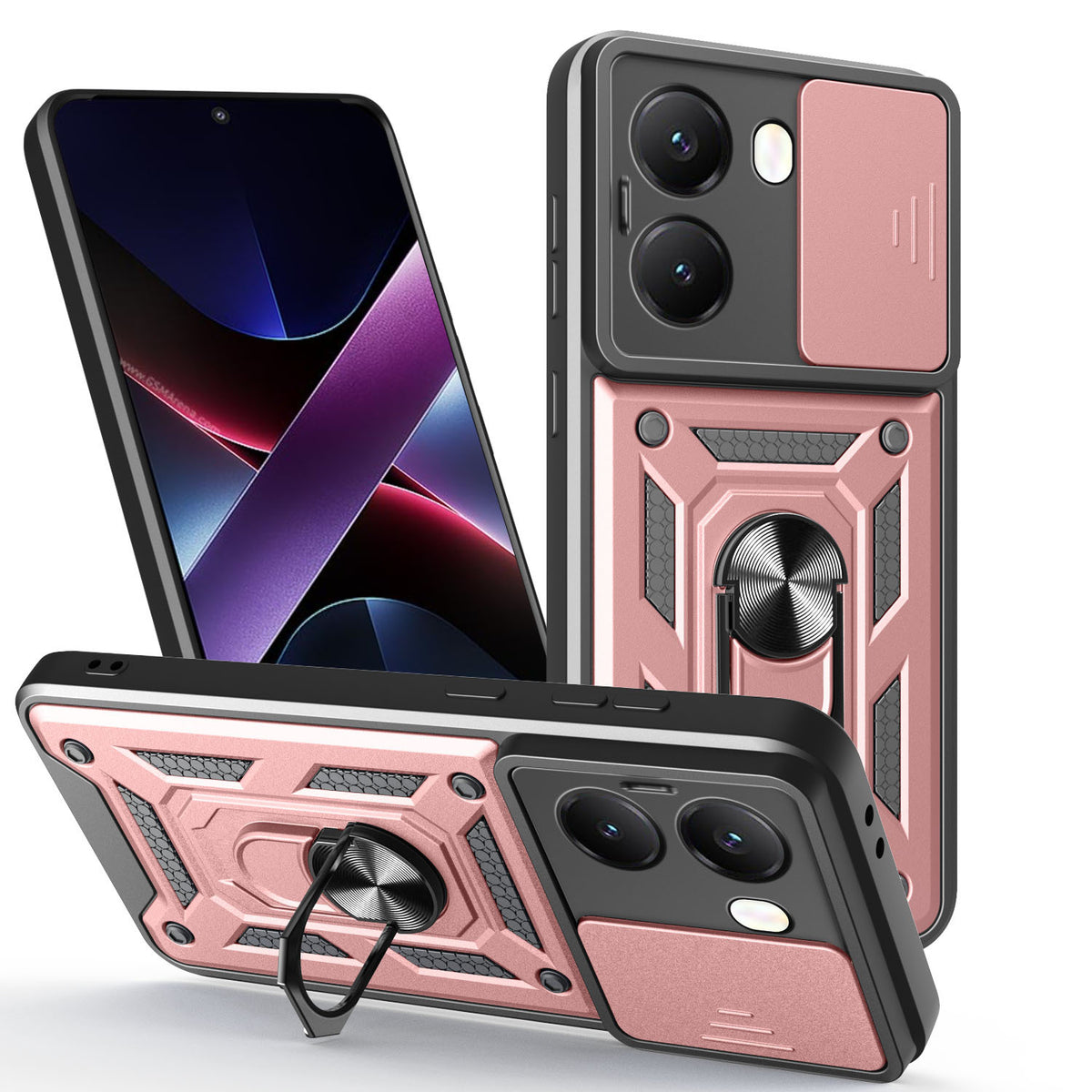 [With Slide Lens Cover] Xiaomi Redmi Turbo 4 Ring Bracket Shockproof Heavy Duty Series Case - i-Station Mobile Phone & Electronic Device Repair and Accessories