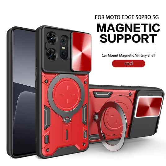 [Built-in Ring Bracket][With Slide Lens Cover] Motorola Moto Edge 50 Pro/Fusion/Neo/Ultra Minimalist Ultra-thin Shockproof Phone Stand Series Case