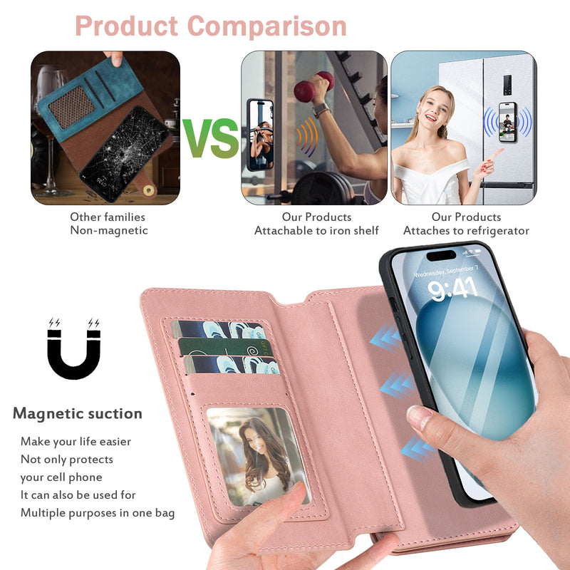 Load image into Gallery viewer, [Detachable][With Card Slot] Apple iPhone 15/Plus/Pro/Pro Max Multi-functional Leather Folding Shockproof Wallet Series Case
