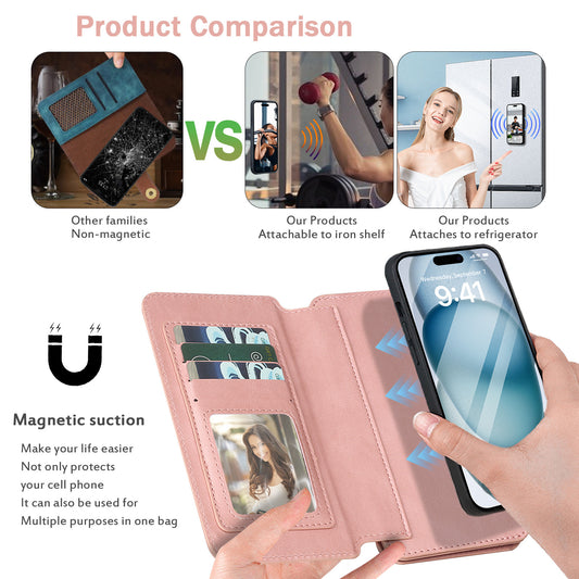 [Detachable][With Card Slot] Apple iPhone 16/Plus/Pro/Pro Max Multi-functional Leather Folding Shockproof Wallet Series Case