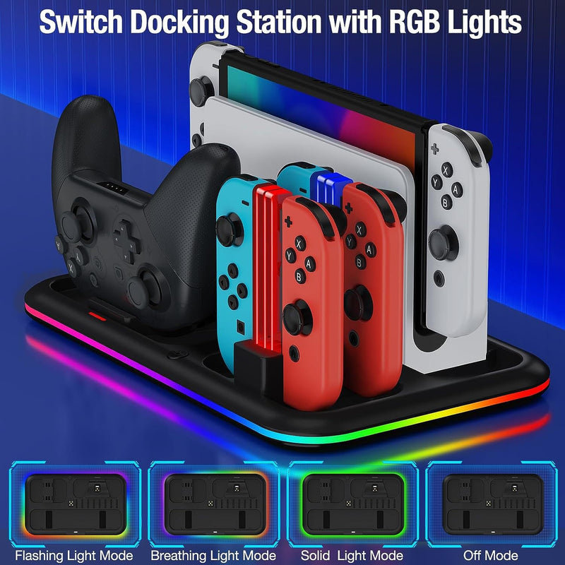 Load image into Gallery viewer, Nintendo Switch All-in-one Multifunction Charging Stand with Cooling Fan &amp; RBG Light Effect &amp; Disc Storage - Polar Tech Australia
