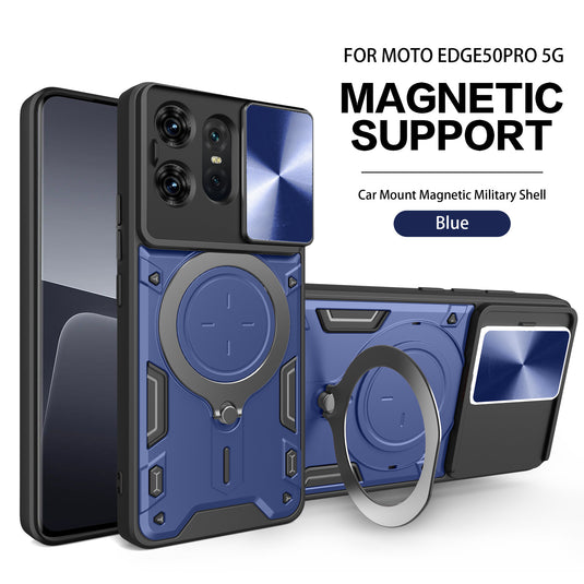 [Built-in Ring Bracket][With Slide Lens Cover] Motorola Moto Edge 50 Pro/Fusion/Neo/Ultra Minimalist Ultra-thin Shockproof Phone Stand Series Case