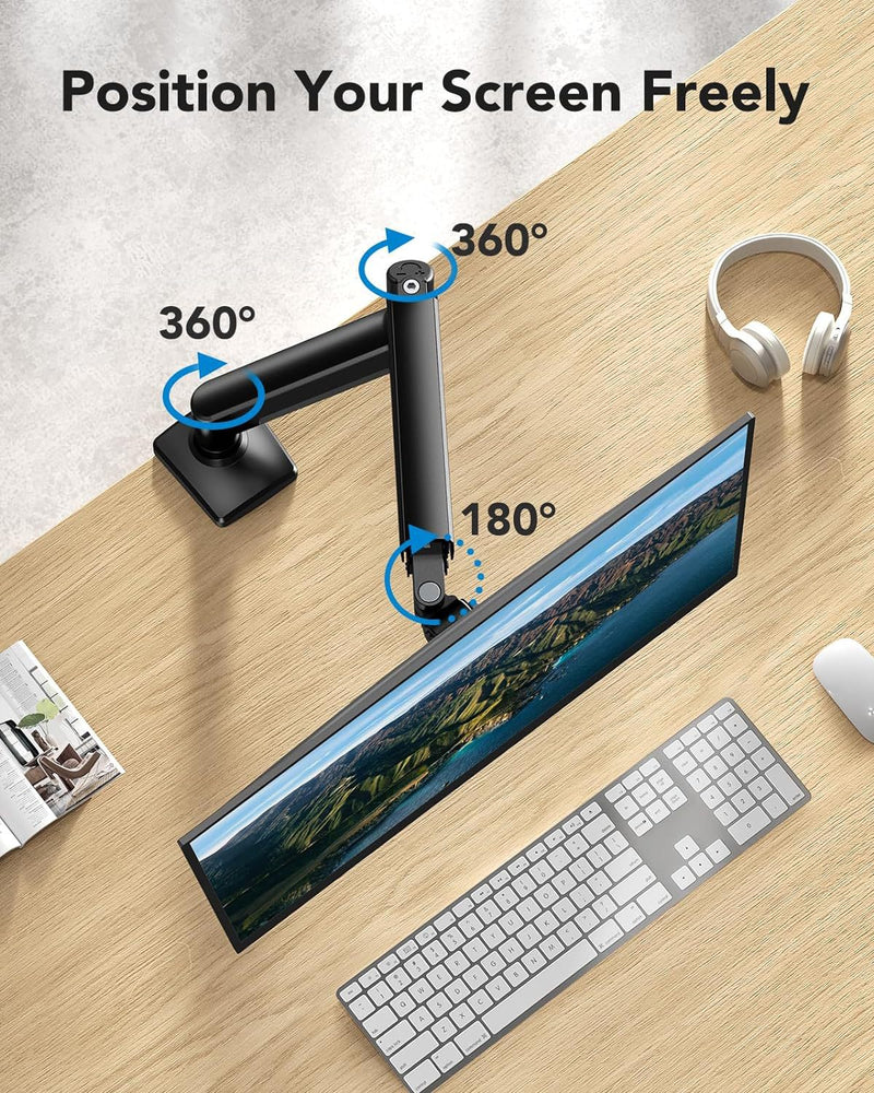 Load image into Gallery viewer, Single Monitor Desk Mount, Adjustable Gas Spring Monitor Arm Support Max 32 Inch, Max Load 22 Ibs Screen, Computer Monitor Stand Holder with Clamp/Grommet Mounting Base
