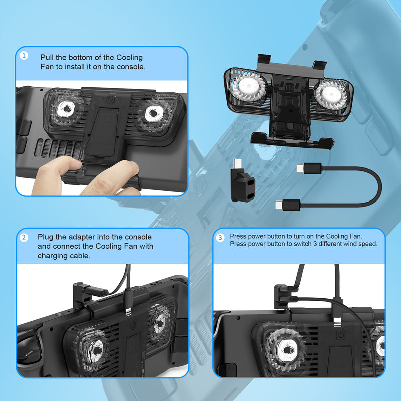 Load image into Gallery viewer, [Built-in Stand] Steam Deck &amp; OLED - Cooling Fan with Dual Type-C Adapter - i-Station Mobile Phone &amp; Electronic Device Repair and Accessories
