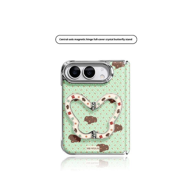 Load image into Gallery viewer, Apple iPhone Fold/Ultra – Premium Faux Leather Full-Coverage Shockproof Case with Magnetic Butterfly Stand
