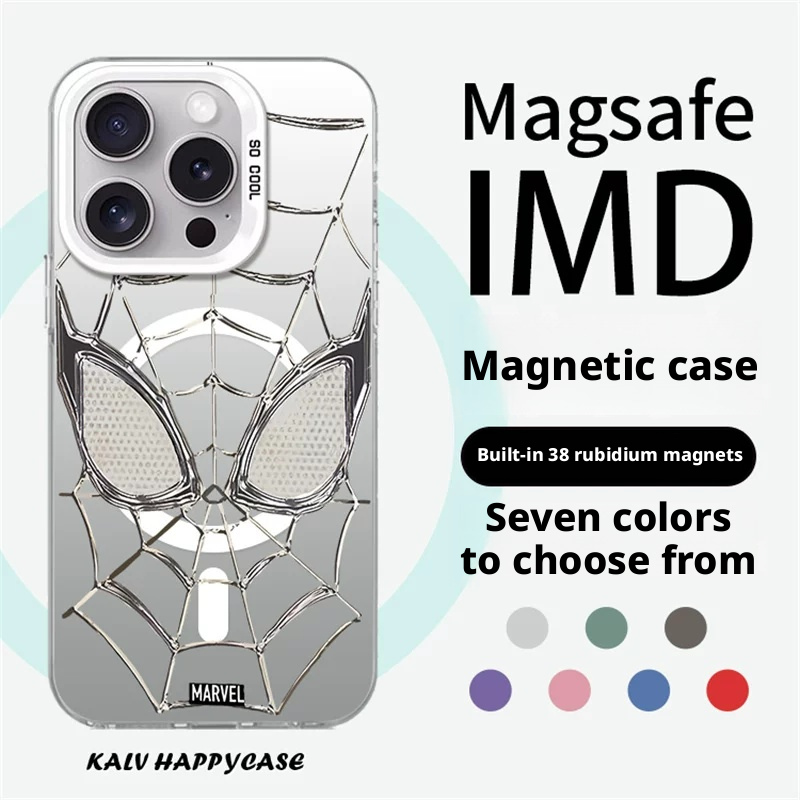 Load image into Gallery viewer, [MagSafe Compatible] Spider-Man Series iPhone 17 Case – Iridescent Silver Premium Shockproof Protective Cover
